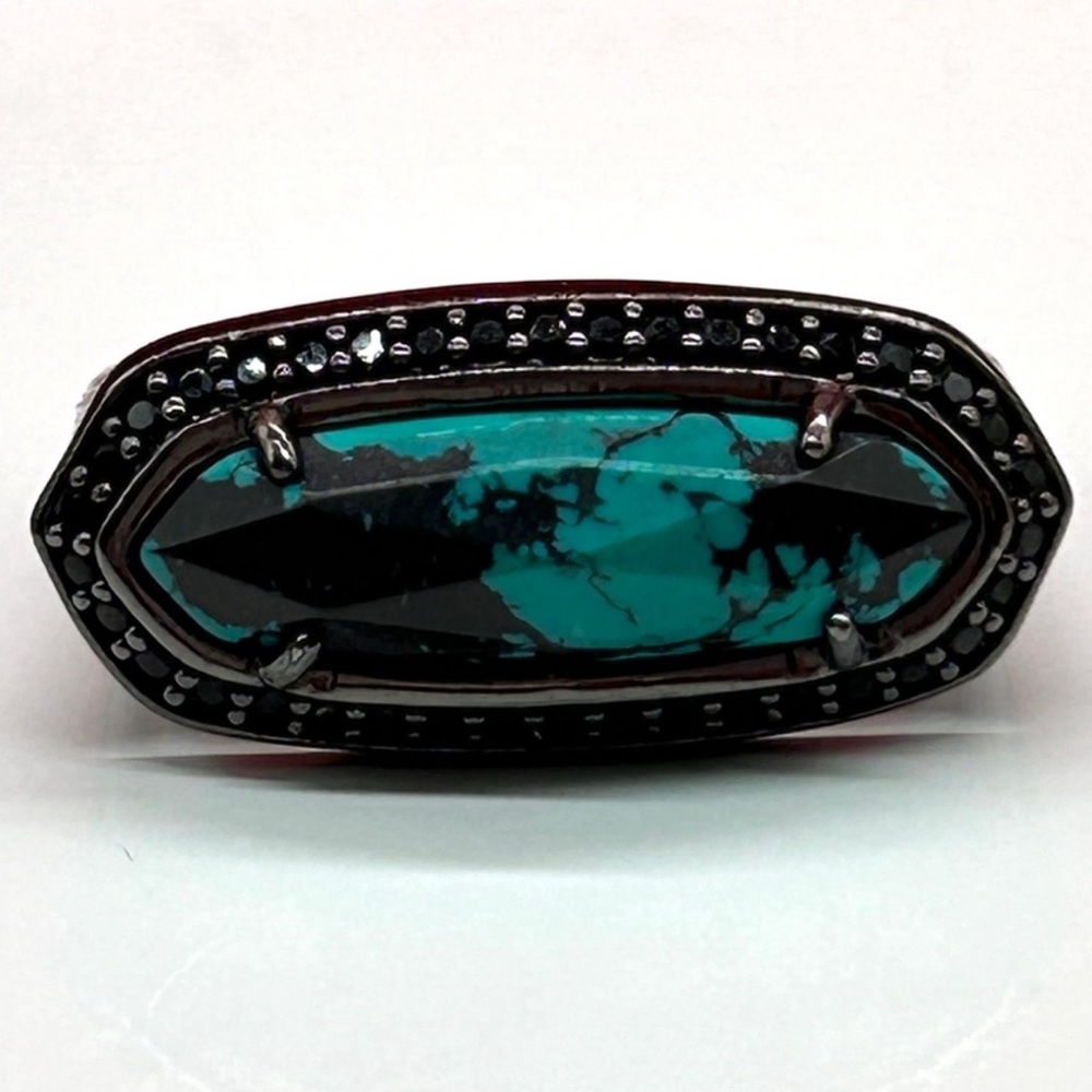 NWT Kendra Scott Arielle Ring Variegated Turquoise & Gunmetal SUPER RARE Perfect - Picture 14 of 14